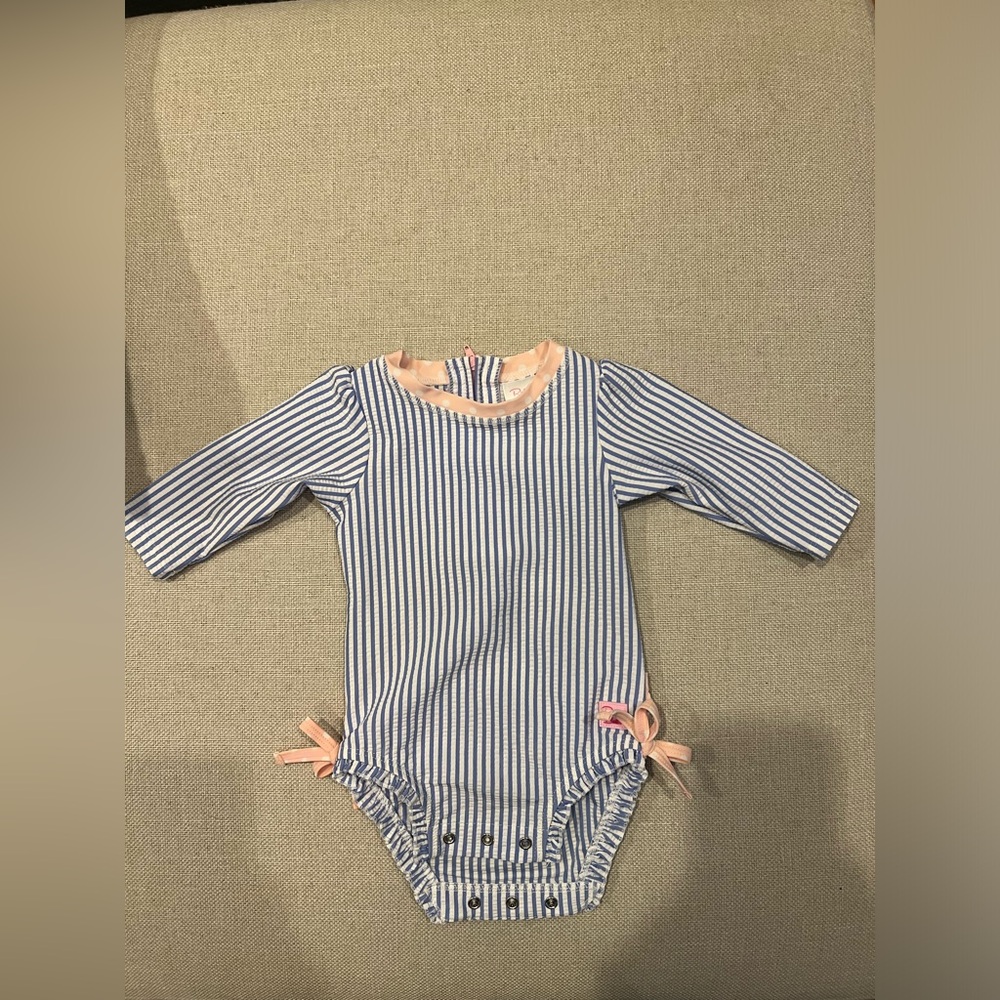 Rufflebutts one piece seersucker swimsuit. EUC.